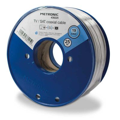 Câble TV coaxial bobine 19 VATC 25 m - blanc