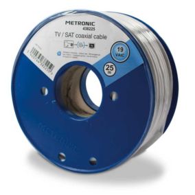 Câble TV coaxial bobine 19 VATC 25 m - blanc
