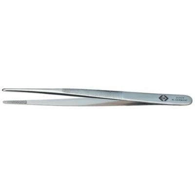 C.K T2309 Pince brucelle de précision émoussée 140 mm - pointes 2 mm, acier au carbone