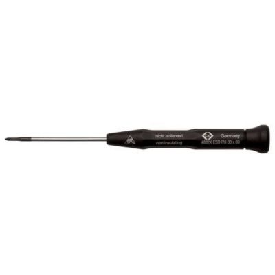 C.K T4882X000ES Tournevis cruciforme PH 000 antistatique ESD, lame 60 mm, manche ergonomique
