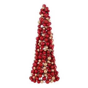 Cône de Noël avec Boules "Gavin" 45cm Rouge