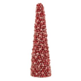 Cône de Noël Déco "Baies" 61cm Rouge