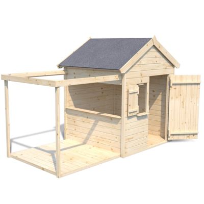 Cabane bois enfant avec pergola et comptoir EPICERIE