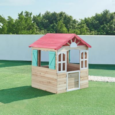 Cabane de jeu d'extérieur Lulä bois de pin 130 x 115 x 101 cm naturel rouge vert casa.pro
