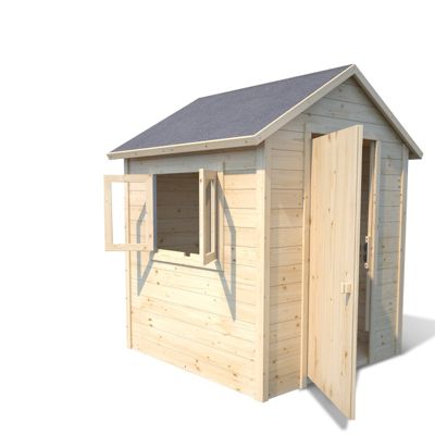 Cabane en bois avec fenêtre et boîte aux lettres GARANCE