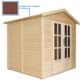 Cabane en bois avec plancher, avec bardeaux bitumineux couleur l233xP222xH233cm - TIMBELA M351FB+H351FBRED