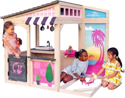 Cabane Enfant BARBIE en Bois Jeux Extérieur Cuisine Jardin Terrasse