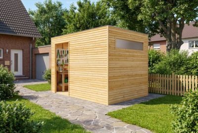 Cabane à outils QBS Alpholz, 3x21m dim ext (cas échéant incl débord de toit) imprégné en autoclave, 28mm, 6,3m² superficie totale