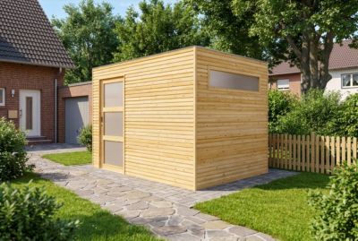 Cabane à outils QBS Alpholz, 3x21m dim ext (cas échéant incl débord de toit) imprégné en autoclave, 28mm, 6,3m² superficie totale