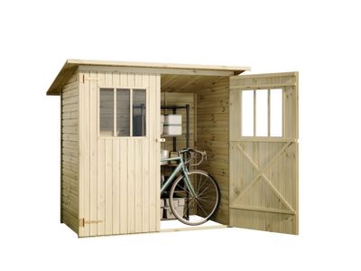 Cabane à outils Zimowit Alpholz, 22x15m dim ext (cas échéant incl débord de toit) naturel, épaisseur paroi : 14mm, 3,3m² totale