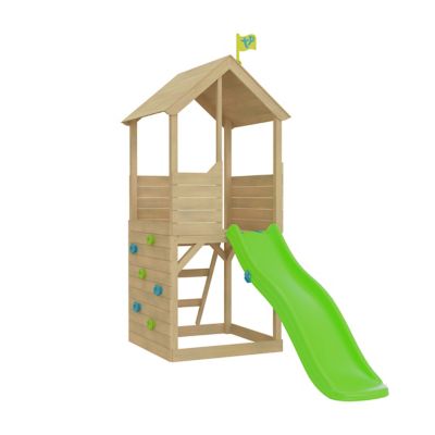 Cabane pour enfant dans les arbres TP Toys avec mur d'escalade et toboggan