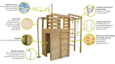 Cabane pour enfant Soulet Cross fit en bois l.131 x H.242 x P.264cm