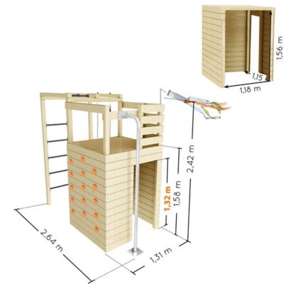 Cabane pour enfant Soulet Cross fit en bois l.131 x H.242 x P.264cm