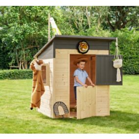 Maison En Bois Avec Abri Et Terrasse Pour Enfants - Cabane Enfant