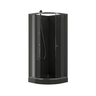 Cabine de douche 1/4 de cercle en acrylique noir 85x85 cm, Gelco