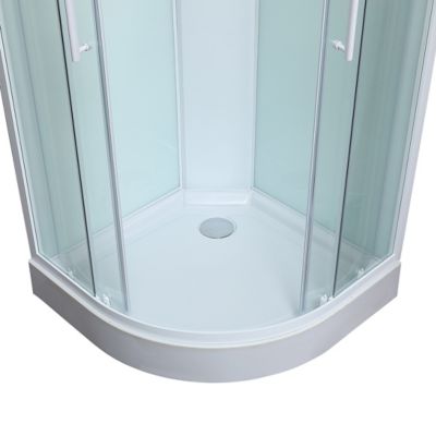 Cabine de douche 1/4 de cercle l.85 x L.85 x H.225 cm – hydromassante, blanc, montage rapide, GoodHome Onega