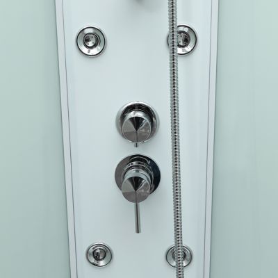 Cabine de douche 1/4 de cercle l.85 x L.85 x H.225 cm – hydromassante, blanc, montage rapide, GoodHome Onega
