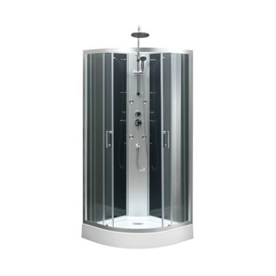 Cabine de douche 1/4 de cercle l.85 x L.85 x H.225 cm – hydromassante, chromé, montage rapide, GoodHome Onega