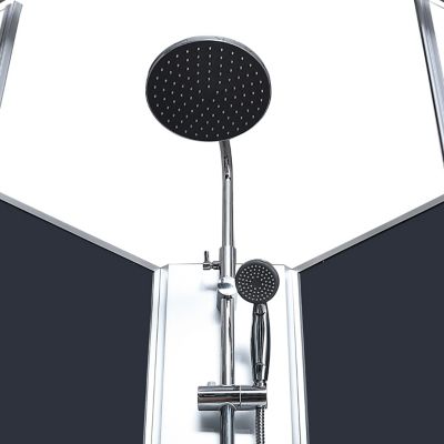 Cabine de douche 1/4 de cercle l.85 x L.85 x H.225 cm – hydromassante, chromé, montage rapide, GoodHome Onega