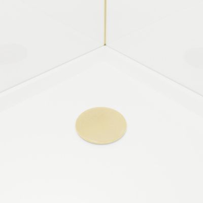 Cabine de douche 1/4 de cercle l.90 x L.90 x H.200 cm – fond blanc et profilés doré brossé, porte coulissante, Galedo Cabine Dorée