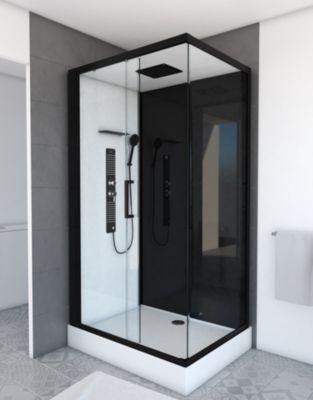 Cabine de douche 110x80x215cm - Verre Trempé - Mitigeur Chrome - DUALITY 3 RECTANGLE
