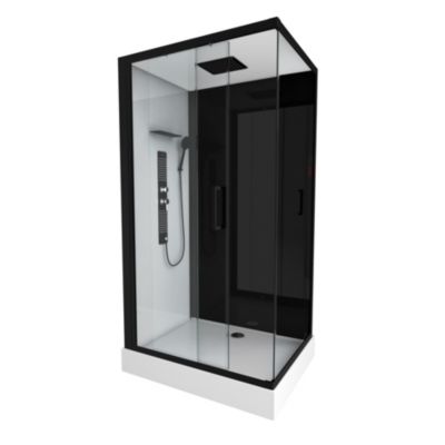 Cabine de douche 110x80x215cm - Verre Trempé - Mitigeur Chrome - DUALITY 3 RECTANGLE