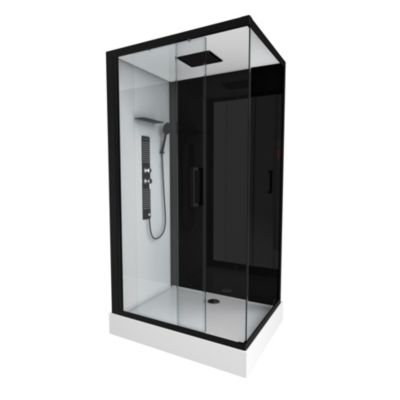 Cabine de douche 110x80x215cm - Verre Trempé - Mitigeur Chrome - DUALITY 3 RECTANGLE