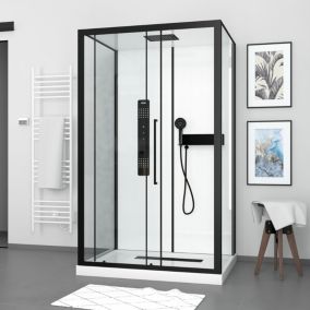 Cabine de douche 115x90x210 cm avec receveur + bonde 90mm + Grille linéaire - FACTORY 2