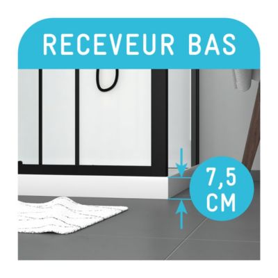 Cabine de douche 115x90x210 cm avec receveur + bonde 90mm + Grille linéaire - FACTORY 2