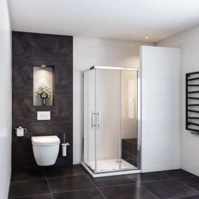 Cabine De Douche 120x120x185cm 2 Portes Coulissantes Accès D'angle