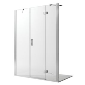 Cabine de douche 130CM H190 Verre Transparent avec Easy-Clean mod. Flip Porte + Fixe