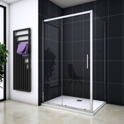 Cabine de douche 130x80x190 cm - Porte coulissante + paroi latérale - Étanchéité renforcée - Montage facile