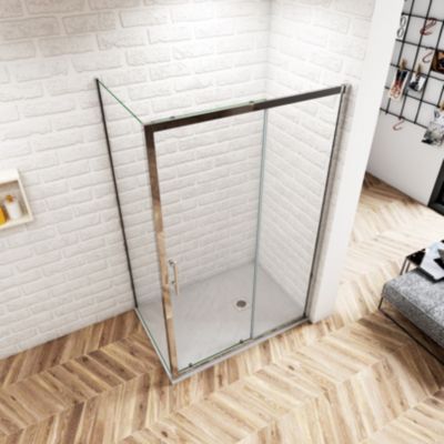 Cabine de douche 130x80x190 cm - Porte coulissante + paroi latérale - Étanchéité renforcée - Montage facile