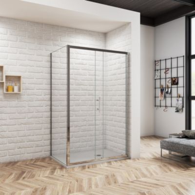 Cabine de douche 130x80x190 cm - Porte coulissante + paroi latérale - Étanchéité renforcée - Montage facile