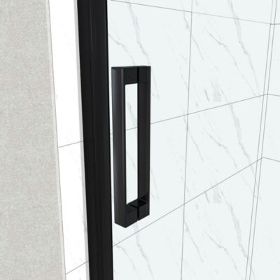 Cabine De Douche 80x80x185cm Profilé Noir Mat Verre Anticalcaire Porte De Douche Pivotante Installation En Angle
