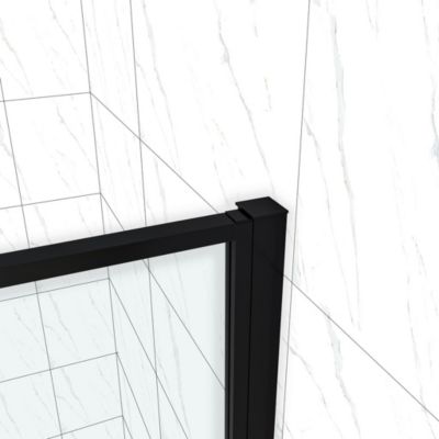 Cabine De Douche 80x80x185cm Profilé Noir Mat Verre Anticalcaire Porte De Douche Pivotante Installation En Angle