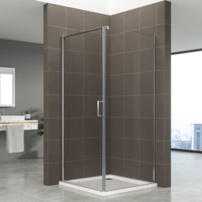 Cabine de douche 90 x 90 cm HELENA H.190 porte battante verre 6 mm transparent, chromé SANIVERRE