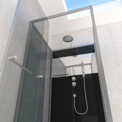 Cabine de douche 90x90cm carrée porte pivotante - avec bande effet miroir - SQUARE STRIPE