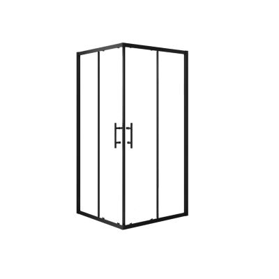 Cabine De Douche 90x90x200cm Profilé Noir Mat En Verre Anticalcaire