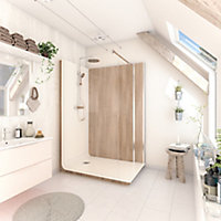 Cabine de douche à l’italienne droite Elmer Serenity imitation bois 90 x 140 cm