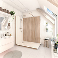 Cabine de douche à l’italienne droite Elmer Serenity imitation bois 90 x 160 cm