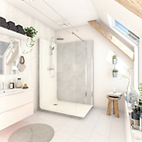 Cabine de douche à l’italienne droite Elmer Serenity marbre gris 80 x 140 cm