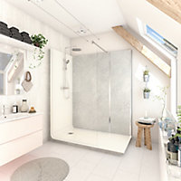 Cabine de douche à l’italienne droite Elmer Serenity marbre gris 90 x 170 cm