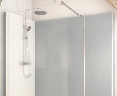 Cabine de douche à l’italienne l.80 x L.170 x H.218 cm – effet ciment, receveur de plain-pied, Elmer Serenity