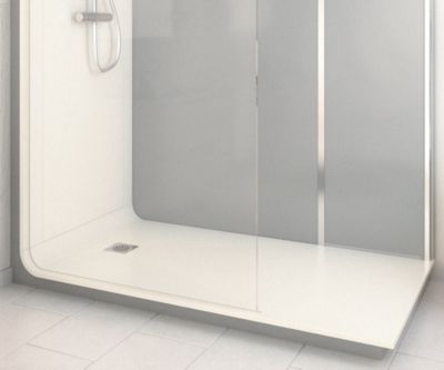 Cabine de douche à l’italienne l.80 x L.170 x H.218 cm – effet ciment, receveur de plain-pied, Elmer Serenity