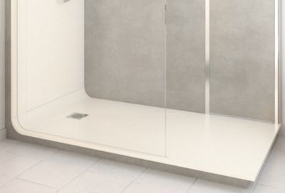 Cabine de douche à l’italienne l.80 x L.170 x H.218 cm – effet pierre grise, receveur de plain-pied, Elmer Serenity