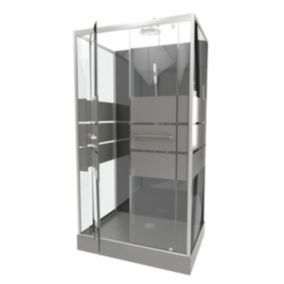 Cabine de douche avec portes sérigraphiées (110x80x235 cm - Gris clair)