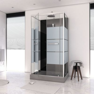 Cabine de douche avec portes sérigraphiées (110x80x235 cm - Gris clair)