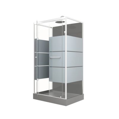 Cabine de douche avec portes sérigraphiées (110x80x235 cm - Gris clair)