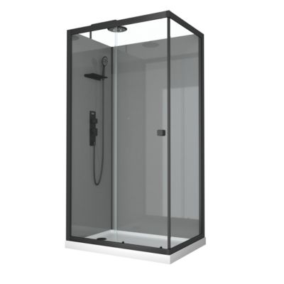 Cabine de douche avec receveur bas, 80x110 cm, gris et noir, Galedo Grey Touch